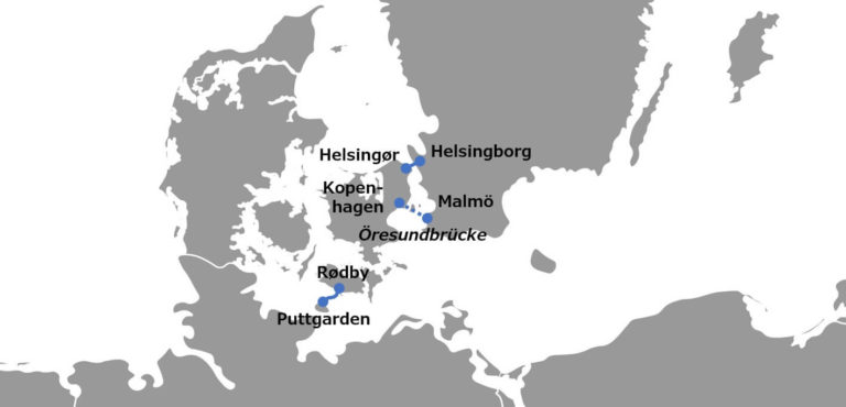 Mit der Fähre von Puttgarden nach Rødby und anschließend nach Schweden